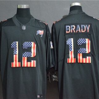 Buccaneers 12 Tom Brady Black USA Flag Fashion Vapor Limited Jersey