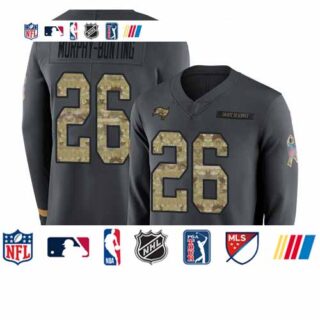 Buccaneers #26 Sean Murphy-Bunting Anthracite Salute to Service Men's Stitched Football Limited Therma Long Sleeve Jersey