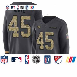 Buccaneers #45 Devin White Anthracite Salute to Service Women's Stitched Football Limited Therma Long Sleeve Jersey