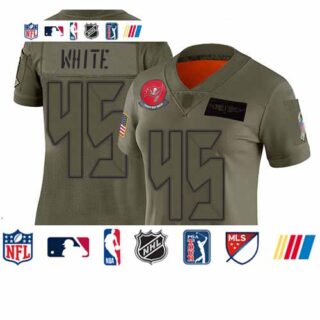 Buccaneers #45 Devin White Camo Women's Stitched Football Limited 2019 Salute to Service Jersey