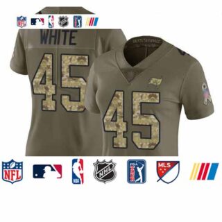 Buccaneers #45 Devin White Olive Camo Women's Stitched Football Limited 2017 Salute to Service Jersey