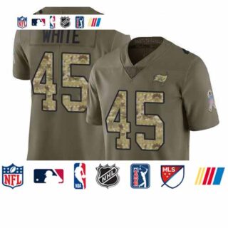 Buccaneers #45 Devin White Olive Camo Youth Stitched Football Limited 2017 Salute to Service Jersey