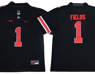 Buckeyes #1 Justin Fields Black Limited Stitched College Jersey