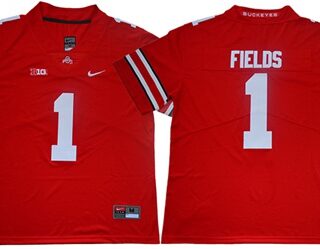 Buckeyes #1 Justin Fields Red Limited Stitched College Jersey