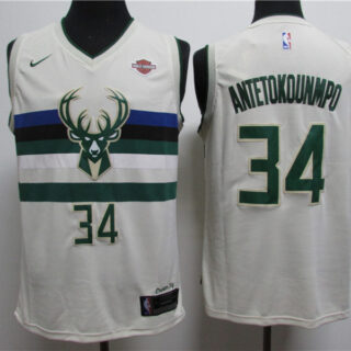 Bucks 34 Giannis Antetokounmpo White City Edition Swingman Jersey
