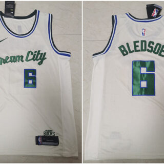 Bucks 6 Eric Bledsoe White 2019-20 Nike City Edition Swingman Jersey