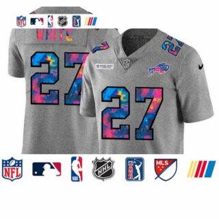 Buffalo Bills #27 Tre'Davious White Men's Nike Multi-Color 2020 NFL Crucial Catch NFL Jersey Greyheather