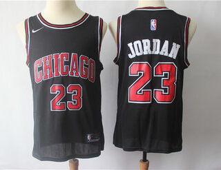 Bulls 23 Michael Jordan Black Nike Swingman Jersey