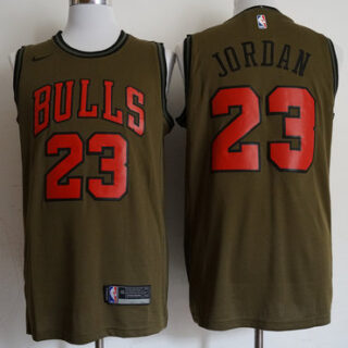 Bulls 23 Michael Jordan Olive Nike Swingman Jersey
