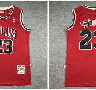 Bulls 23 Michael Jordan Red NBA Finals 1997-98 Hardwood Classics Jersey