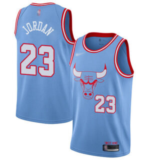 Bulls #23 Michael Jordan Blue Basketball Swingman City Edition 2019 20 Jersey