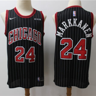 Bulls 24 Laur Markkanen Black Nike Swingman Jersey