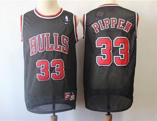 Bulls 33 Scottie Pippen Black Throwback Jersey