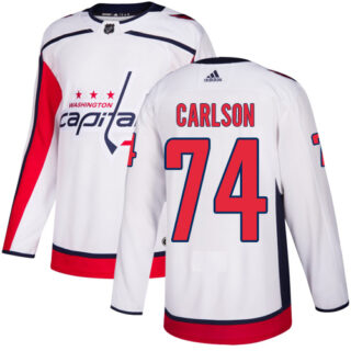 Capitals #74 John Carlson White Road Authentic Stitched Hockey Jersey