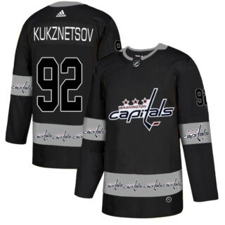 Capitals 92 Evgeny Kukznetsov Black Team Logos Fashion Adidas Jersey
