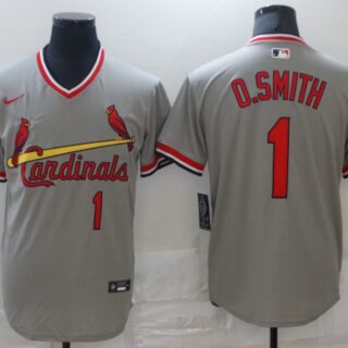 Cardinals 1 O.Smith Gray Nike Throwback Jersey