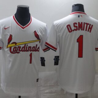 Cardinals 1 O.Smith White Nike Throwback Jersey