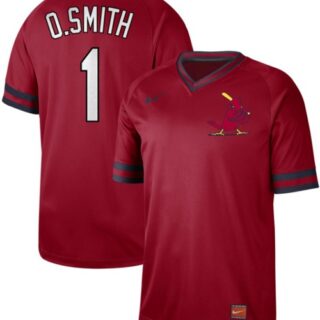 Cardinals #1 Ozzie Smith Red Authentic Cooperstown Collection Stitched Baseball Jersey