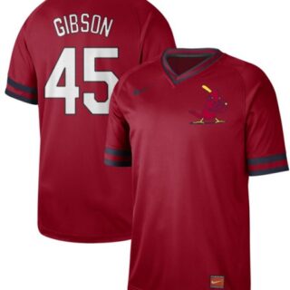 Cardinals #45 Bob Gibson Red Authentic Cooperstown Collection Stitched Baseball Jersey