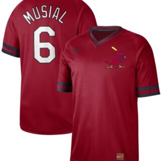 Cardinals #6 Stan Musial Red Authentic Cooperstown Collection Stitched Baseball Jersey