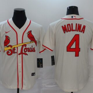 Cardinals 4 Yadier Molina Cream 2020 Nike Cool Base Jersey
