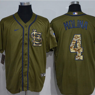 Cardinals 4 Yadier Molina Olive 2020 Nike Cool Base Jersey