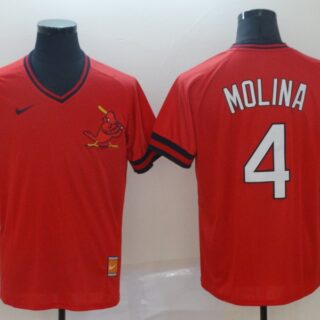 Cardinals 4 Yadier Molina Red Throwback Jersey
