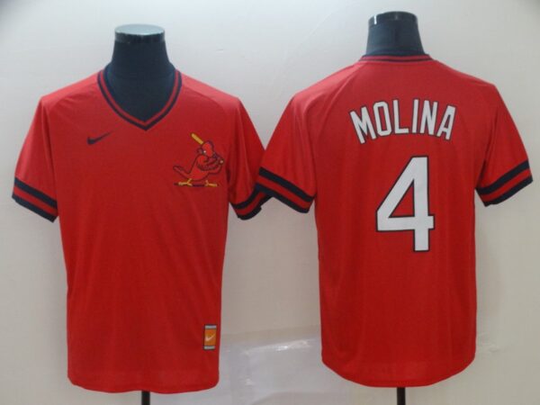 Cardinals 4 Yadier Molina Red Throwback Jersey