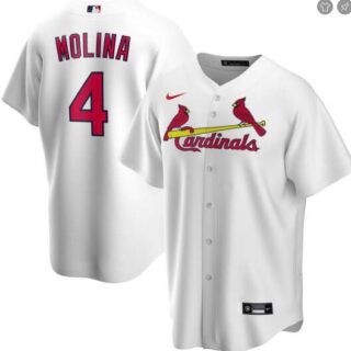 Cardinals 4 Yadier Molina White 2020 Nike Cool Base Jersey