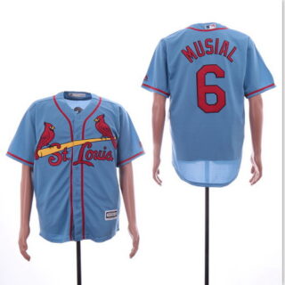 Cardinals 6 Stan Musial Light Blue Cool Base Jersey