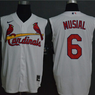 Cardinals 6 Stan Musial White Nike Cool Base Sleeveless Jersey