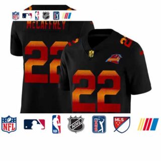 Carolina Panthers #22 Christian McCaffrey Men's Black Nike Red Orange Stripe Vapor Limited NFL Jersey