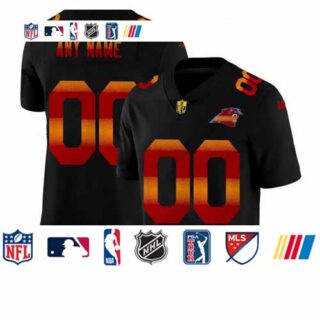 Carolina Panthers Custom Men's Black Nike Red Orange Stripe Vapor Limited NFL Jersey