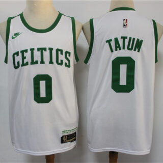 Celtics 0 Jayson Tatum White Nike Diamond 75th Anniversary City Edition Throwback Swingman Jersey