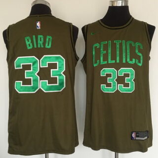 Celtics 33 Larry Bird Olive Nike Swingman Jersey