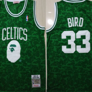 Celtics Bape 33 Larry Bird Green 1985-86 Hardwood Classics Jersey