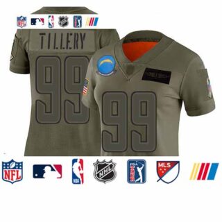 Chargers #99 Jerry Tillery Camo Women's Stitched Football Limited 2019 Salute to Service Jersey