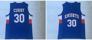 Charlotte Christian Knights High School 30 Stephen Curry Blue Basketball Jersey