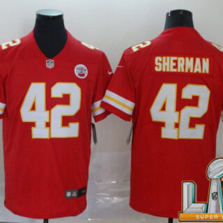 Cheap Super Bowl LV 2021 Men Kansas City Chiefs 42 Sherman Red Nike Vapor Untouchable Limited NFL Jersey