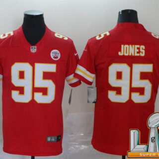 Cheap Super Bowl LV 2021 Men Kansas City Chiefs 95 Jones Red Nike Vapor Untouchable Limited NFL Jersey
