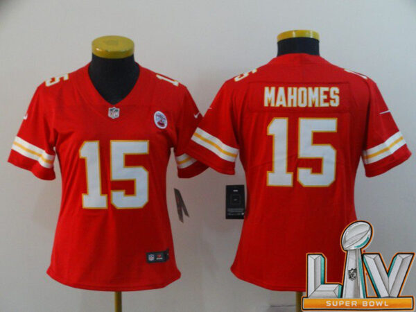Cheap Super Bowl LV 2021 Women Kansas City Chiefs 15 Mahomes Red Nike Vapor Untouchable Limited NFL Jersey