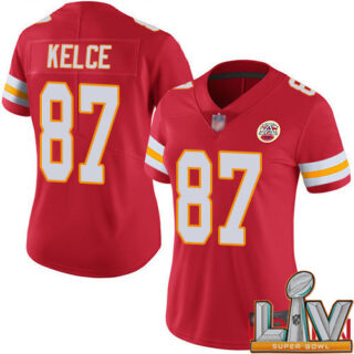 Cheap Super Bowl LV 2021 Women Kansas City Chiefs 87 Kelce Travis Red Team Color Vapor Untouchable Limited Player Football Nike NFL Jersey