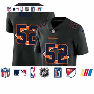Chicago Bears #52 Khalil Mack Men's Nike Team Logo Dual Overlap Limited NFL Jersey Black