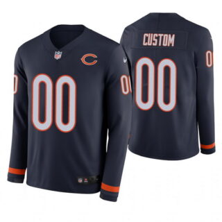 Chicago Bears Custom Navy Therma Long Sleeve Jersey