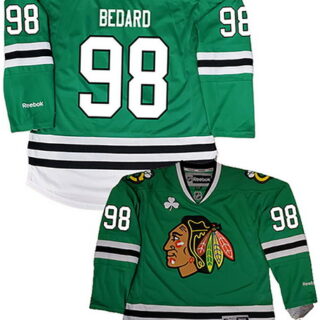 Men's Chicago Blackhawks Connor Bedard #98 Green St Patrick's Day Jersey