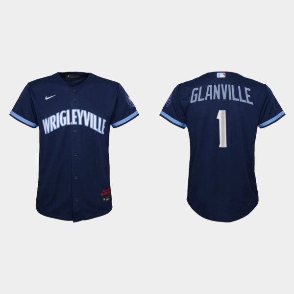 Chicago Cubs #1 Doug Glanville Youth Nike 2021 City Connect Navy MLB Jersey