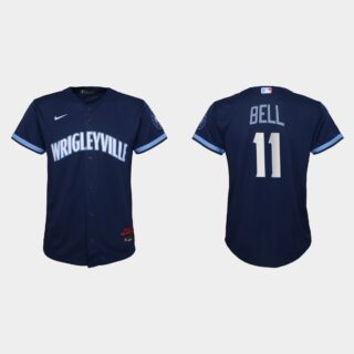 Chicago Cubs #11 George Bell Youth Nike 2021 City Connect Navy MLB Jersey
