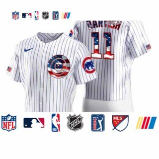 Chicago Cubs #11 Yu Darvish Men's Nike White Fluttering USA Flag Limited Edition Authentic MLB Jersey