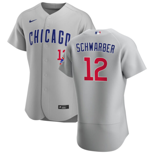 Chicago Cubs #12 Kyle Schwarber Men's Nike Gray Road 2020 Authentic Team Jersey