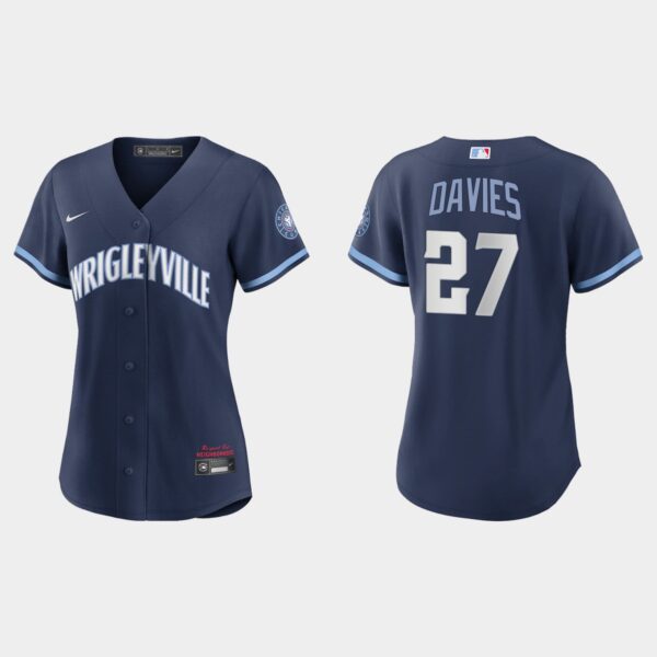 Chicago Cubs #27 Zach Davies Women's Nike 2021 City Connect Navy MLB Jersey